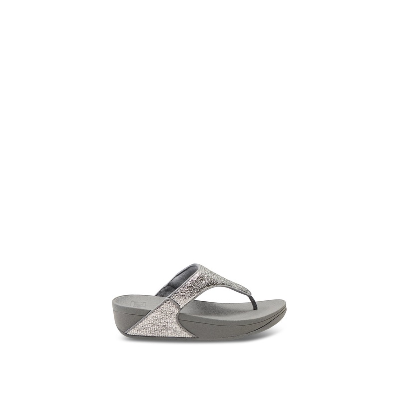 Lulu Crinkled-Shimmer Toe-Post Sandals