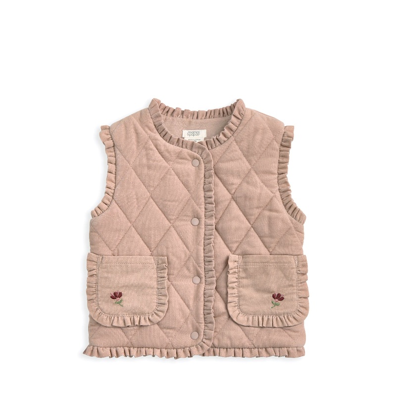 Pink Cord Cotton Quilted Gilet