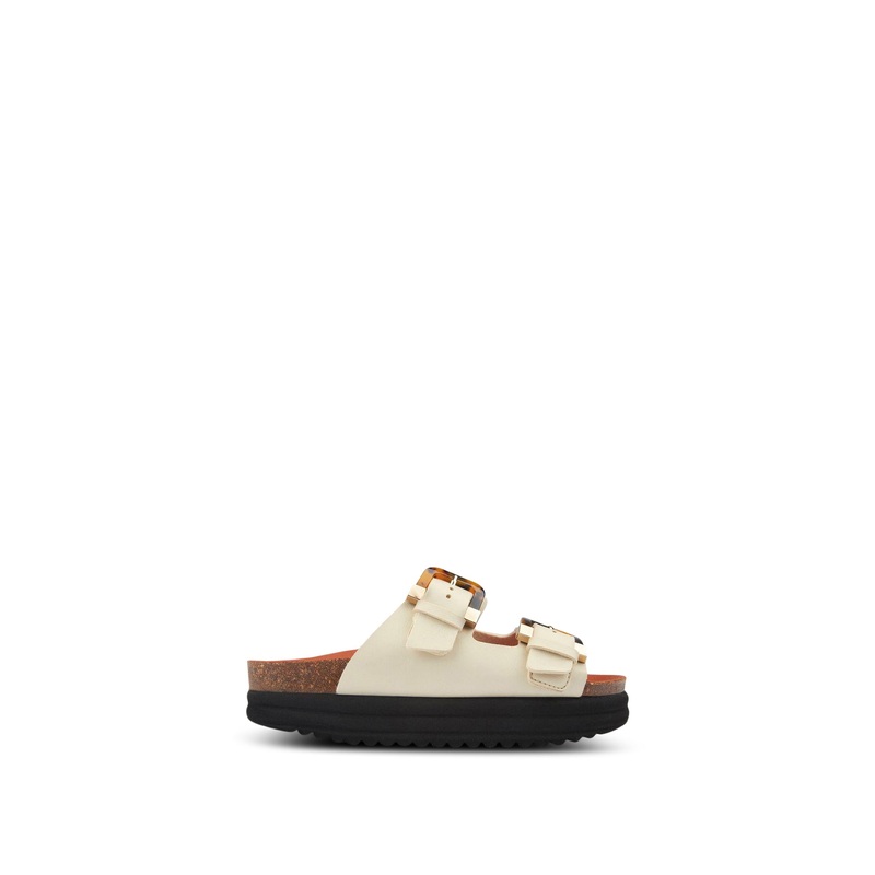 V.Gan Vegan Plum Footbed Tortoiseshell Sandals Creme