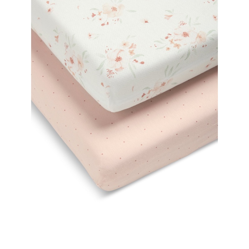 2 CotBed Fitted Sheets Floral