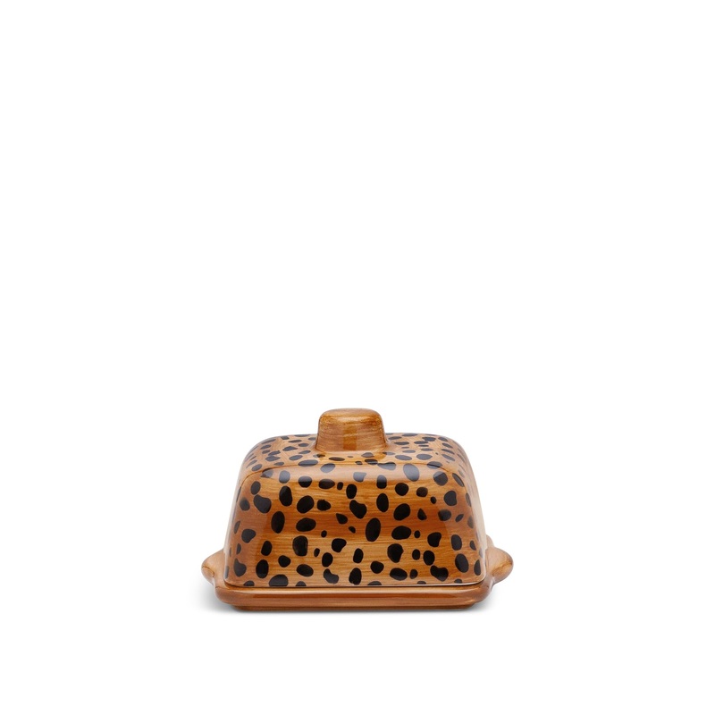 Brown Leopard Print Butter Dish