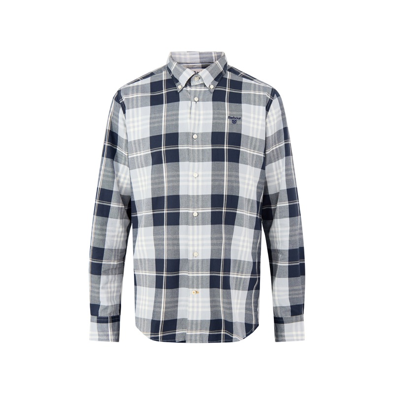 Edgar Tailored Cotton Checked Shirt Blue