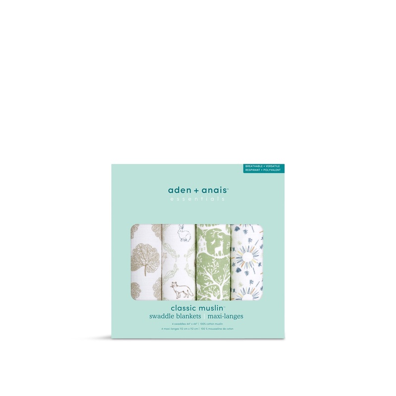 Essentials Cotton Muslin Swaddles 4-Pack