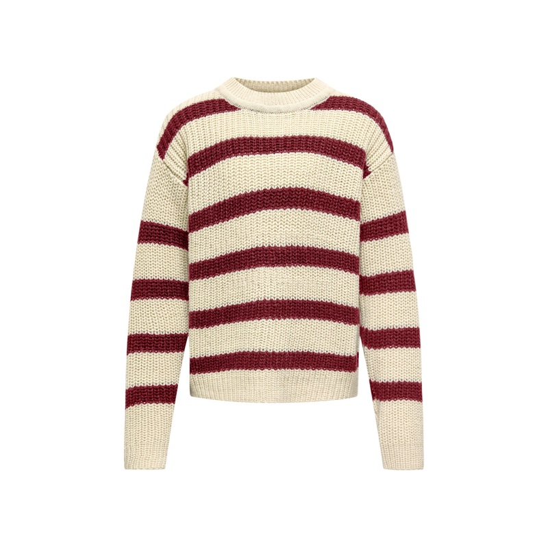 Justy Long Sleeves Stripe Pullover Knitwear Eggnog