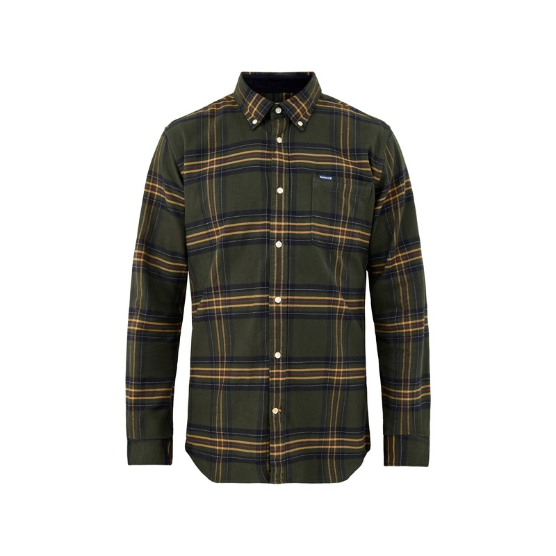 Portdown Tailored Cotton Checked Shirt Olive