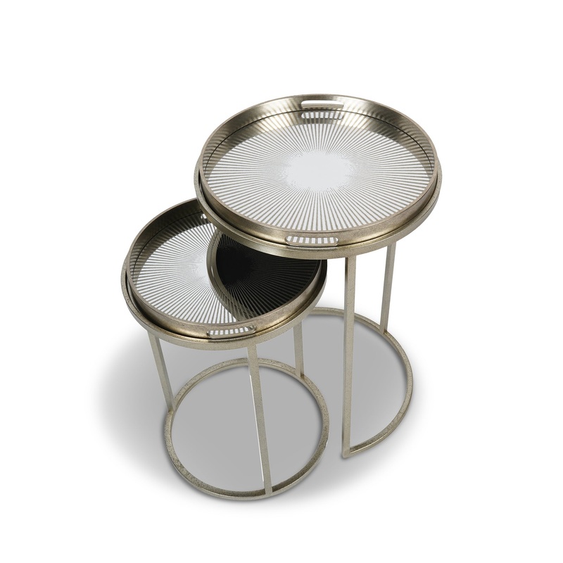 Sunburst Set 2 Side Tray Tables