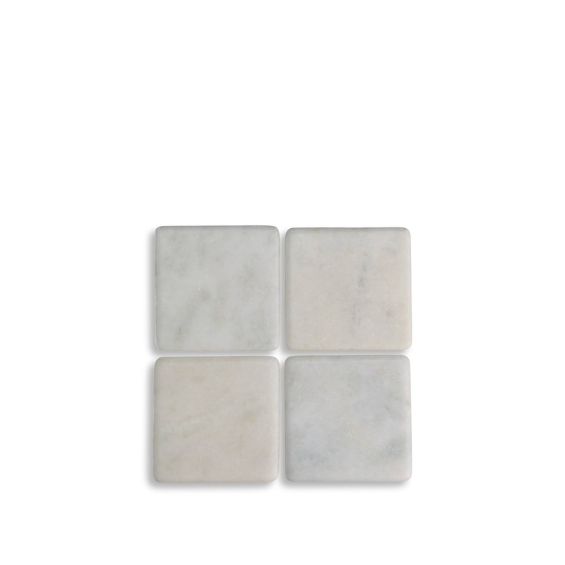 White Marble Square Coasters Set of 4