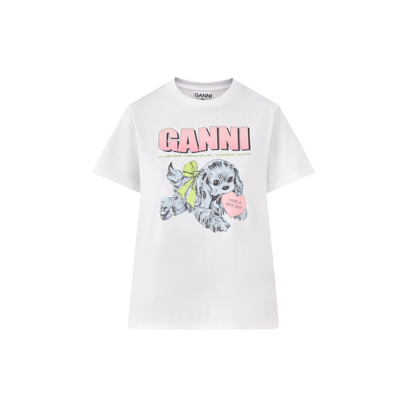 Basic Cotton Jersey Neon Puppy  T-Shirt White