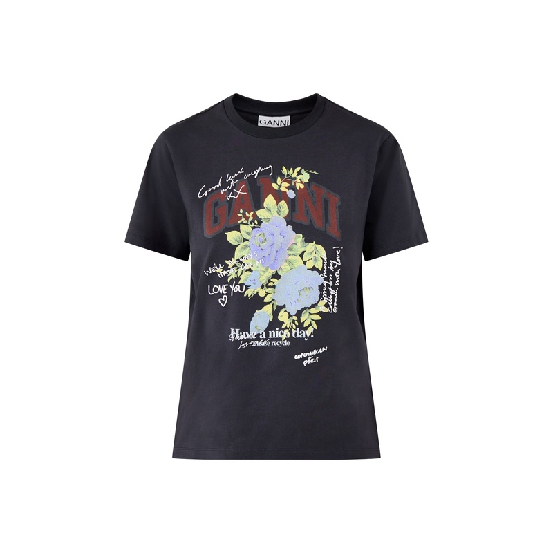 Basic Cotton Jersey Rose T-Shirt Black