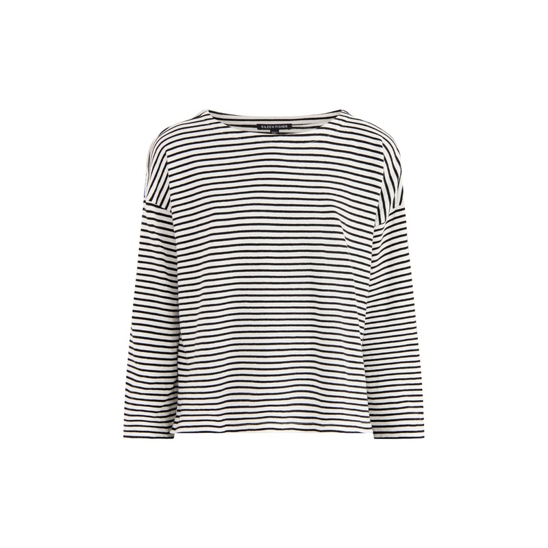 Bateau Neck Bracelet Sleeve Top White/Black