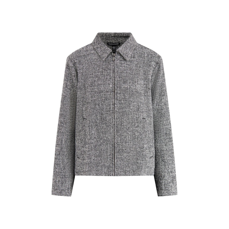 Classic Collar Zip-Up Jacket Black/White