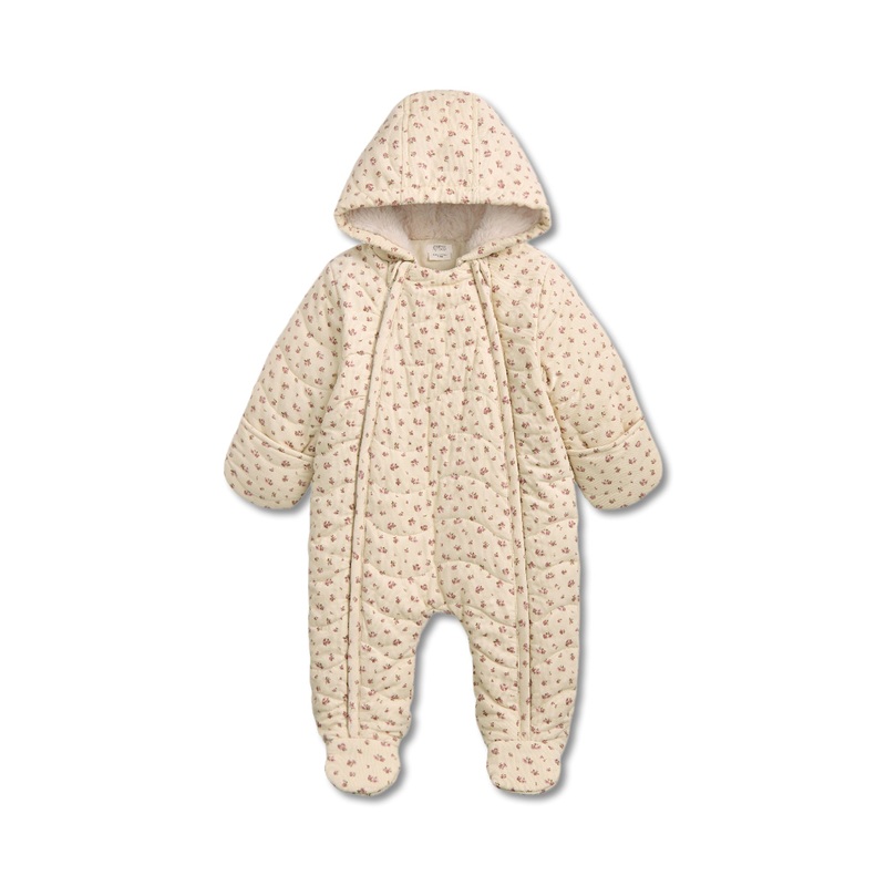Cream Floral Ditsy Rose Quilted Pramsuit