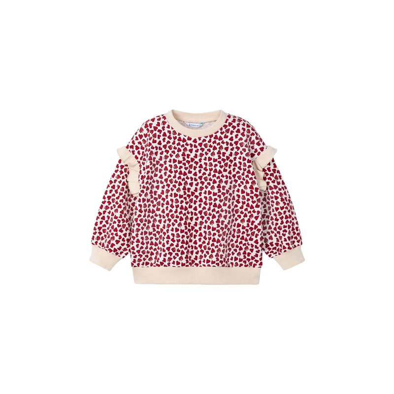 Heart Ruffle Sleeve Pullover Almond