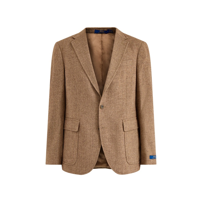 Herringbone Single Breast Blazer Tan