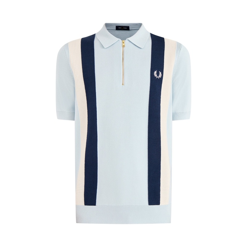 Multi Texture Knitted Zip Polo Mix