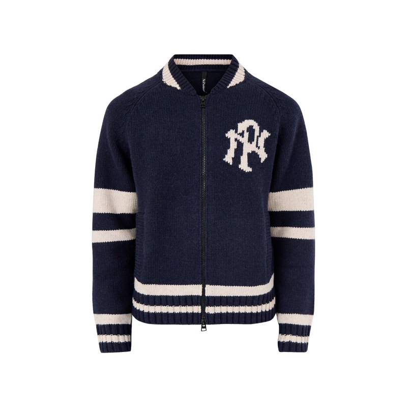 NYP Varsity Zip Thru Knitwear Navy