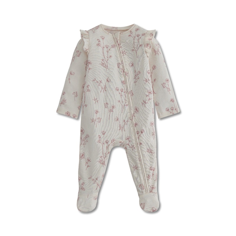 Pink Cotton Floral All Over Print All In One