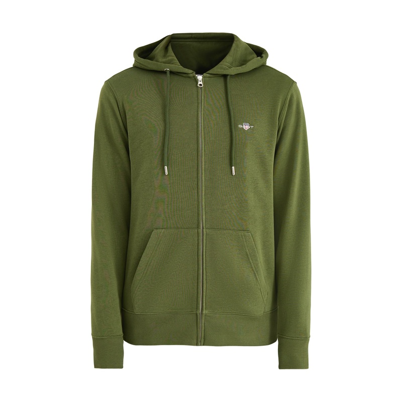 Shield Full Zip Cotton Hoodie Green