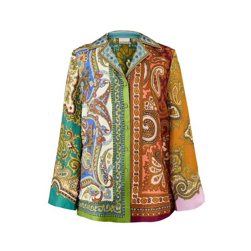 Clemenza Spliced Multi Colour Silk Shirt