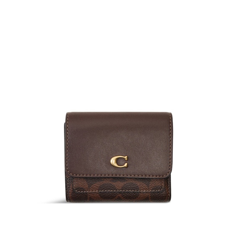 Coated Canvas Signature Mila Small Flap Wallet Maple