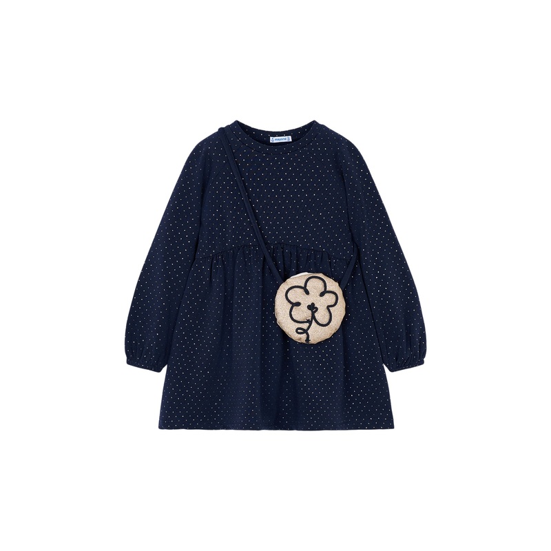Fleece Dress with Flower Bag Navy