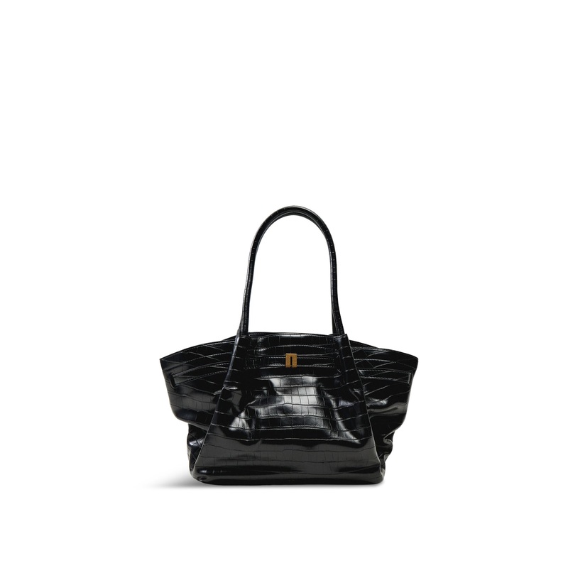 Hana Medium Tote Bag Black Croc