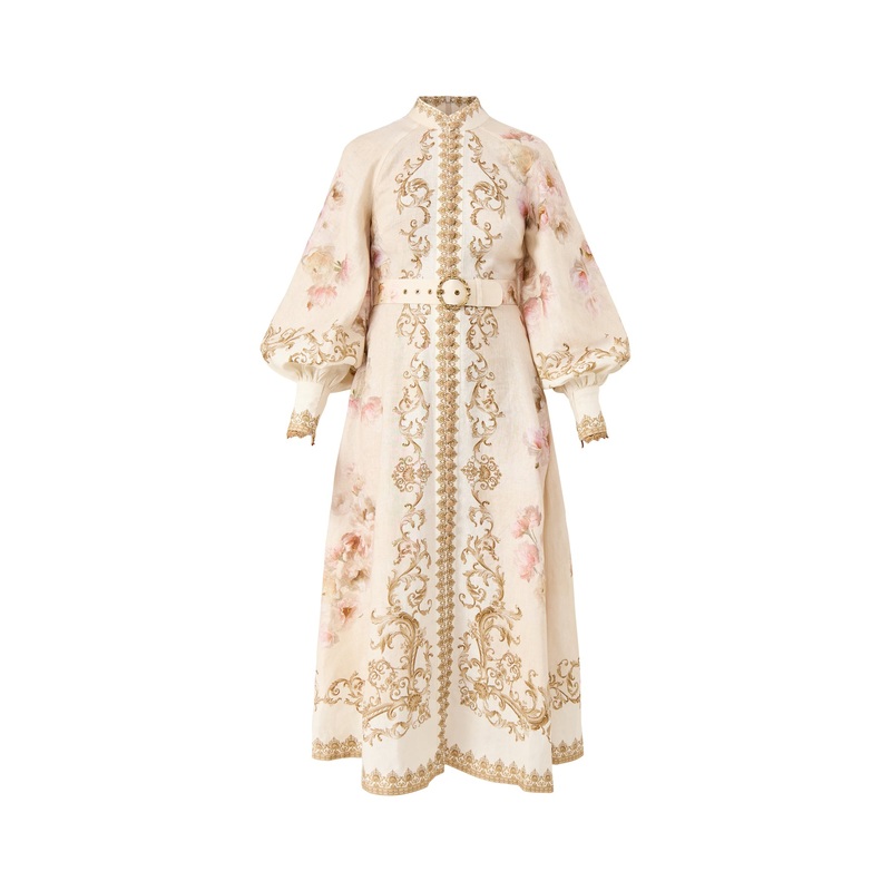 Hypnotic Buttoned Midi Dress Cream Peony
