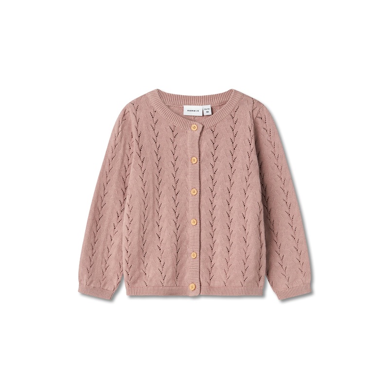 Pink Cotton Long Sleeve Knitted Cardigan