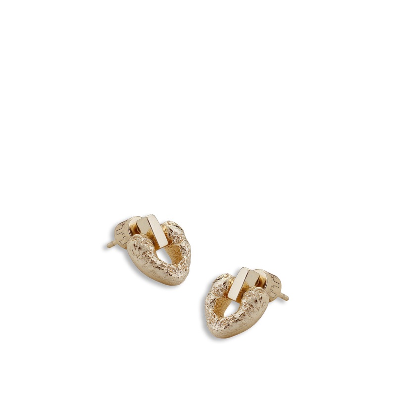 Amity Heart Drop Earrings Gold