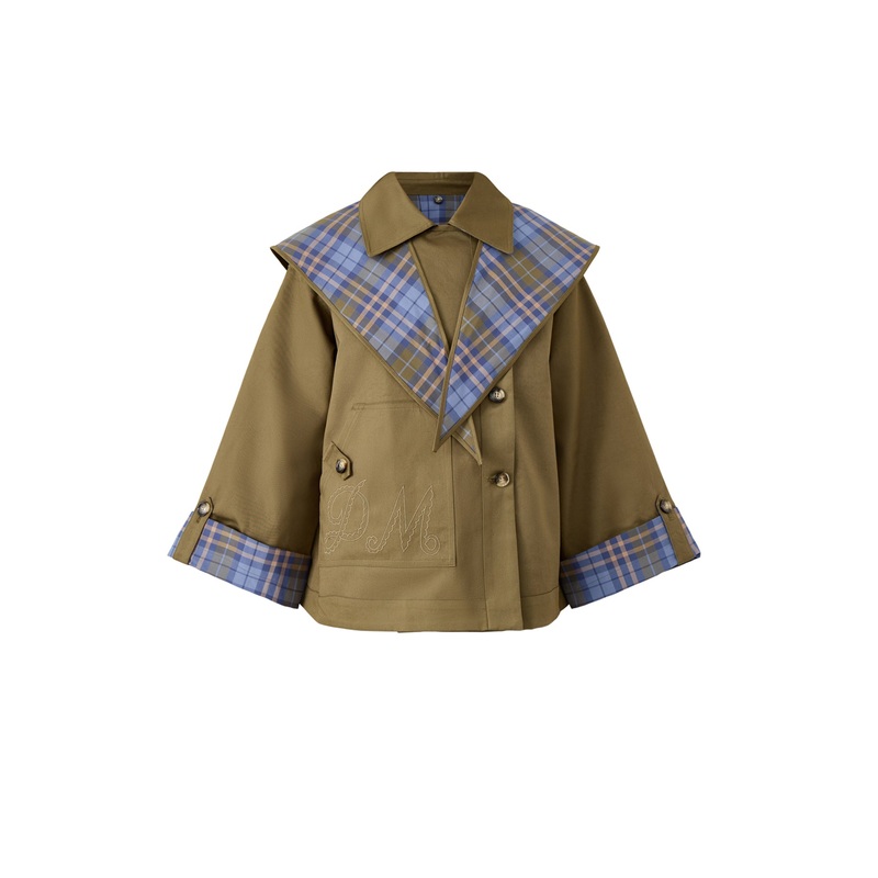 Jerry Crop Trench Coat Olive Organic Cotton