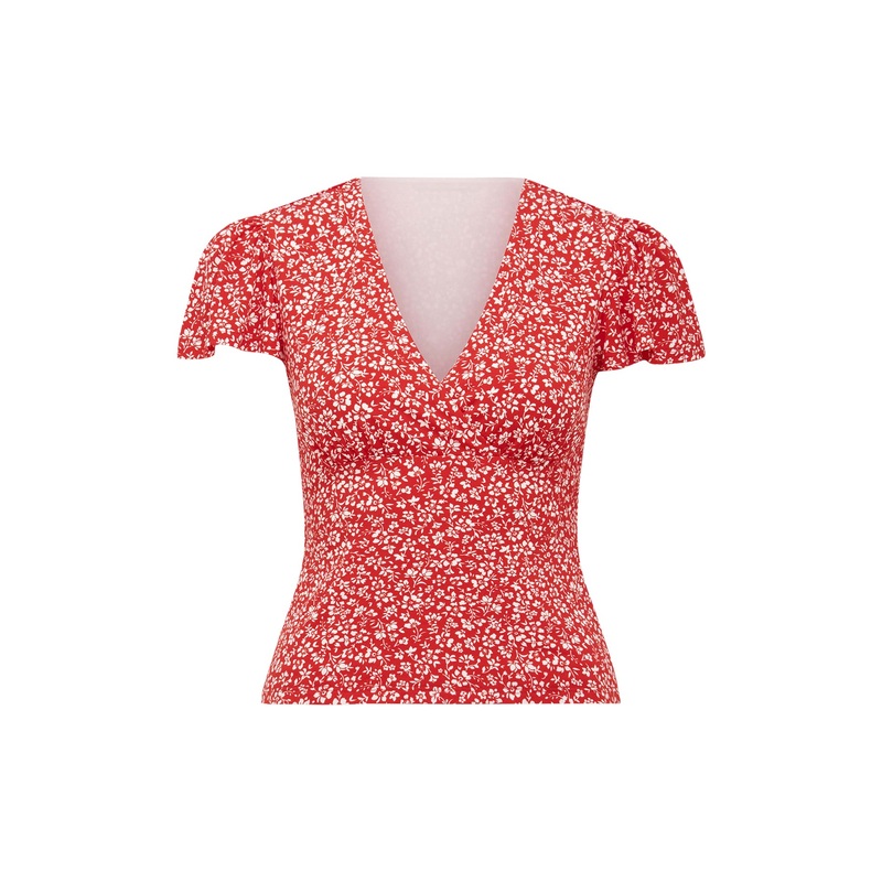 Lulu Printed Flutter Sleeves Top