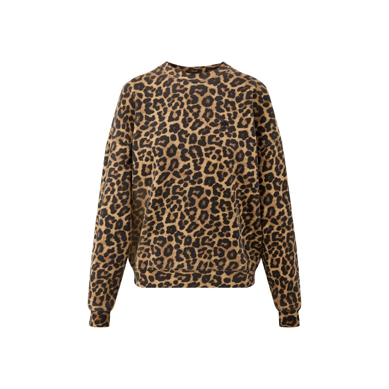 Miles Sweatshirt Black And Brown Leopard