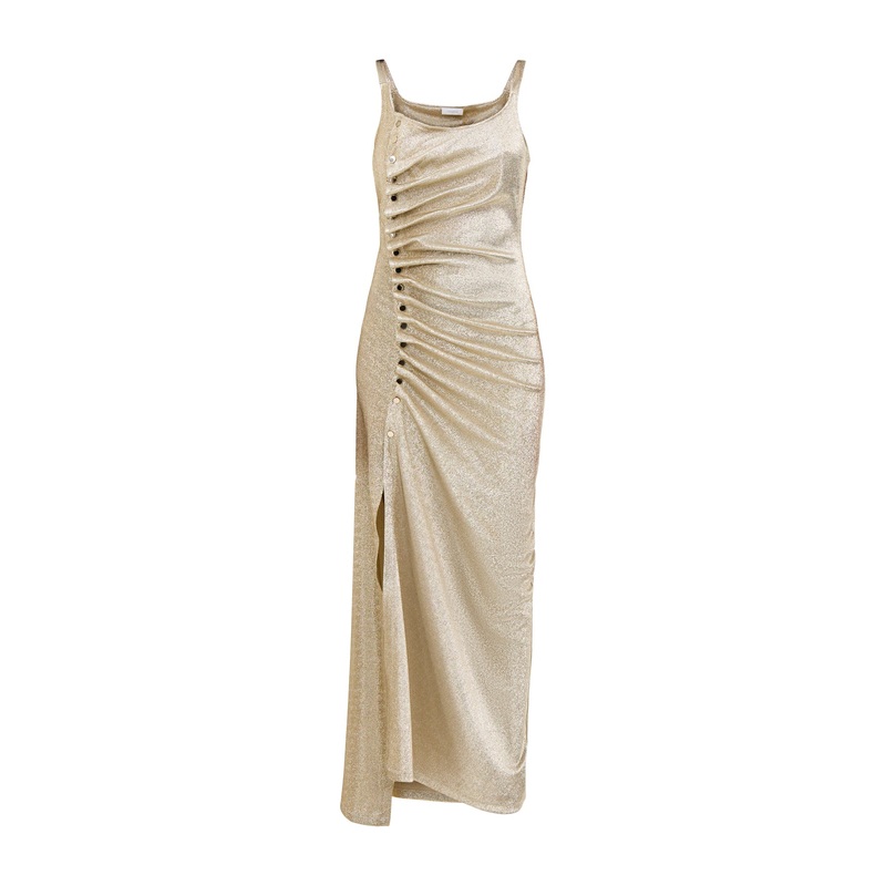 Robe Side Button Strappy Maxi Silver Gold Silver Gold