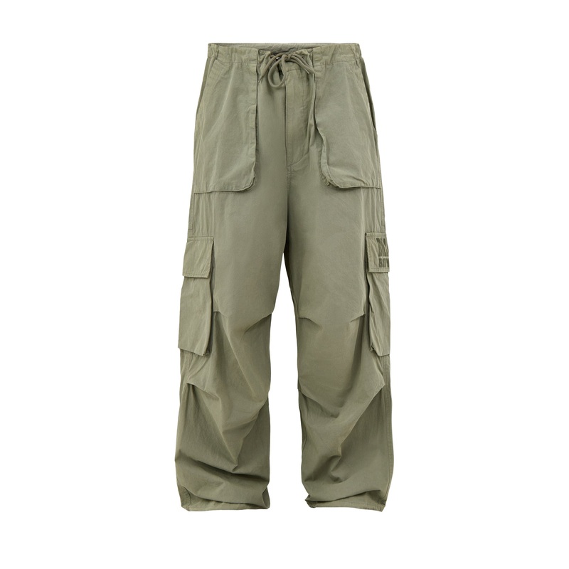Straight Logo Parachute Pants Olive
