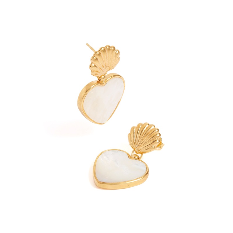 Venus Earrings Gold White Pearl