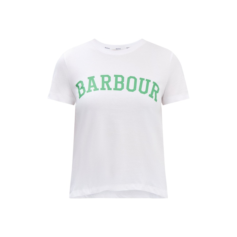 White Cotton Barbour Bailey Graphic T-Shirt