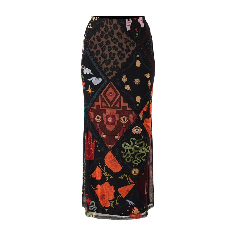 Black Night Garden Mesh Dorris Skirt Black