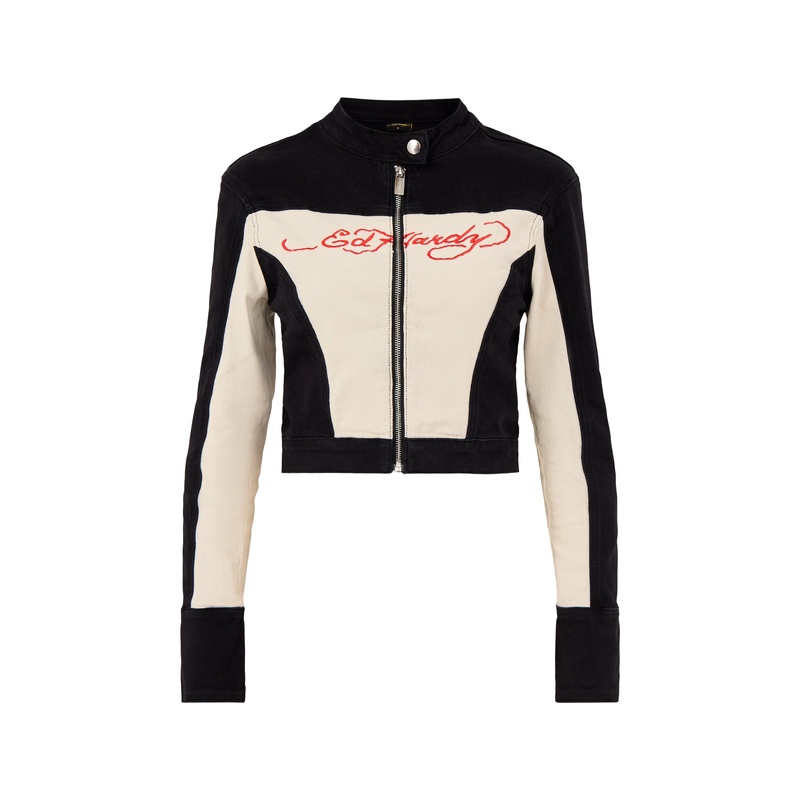 Ed Hardy Fitted Denim Jacket Black