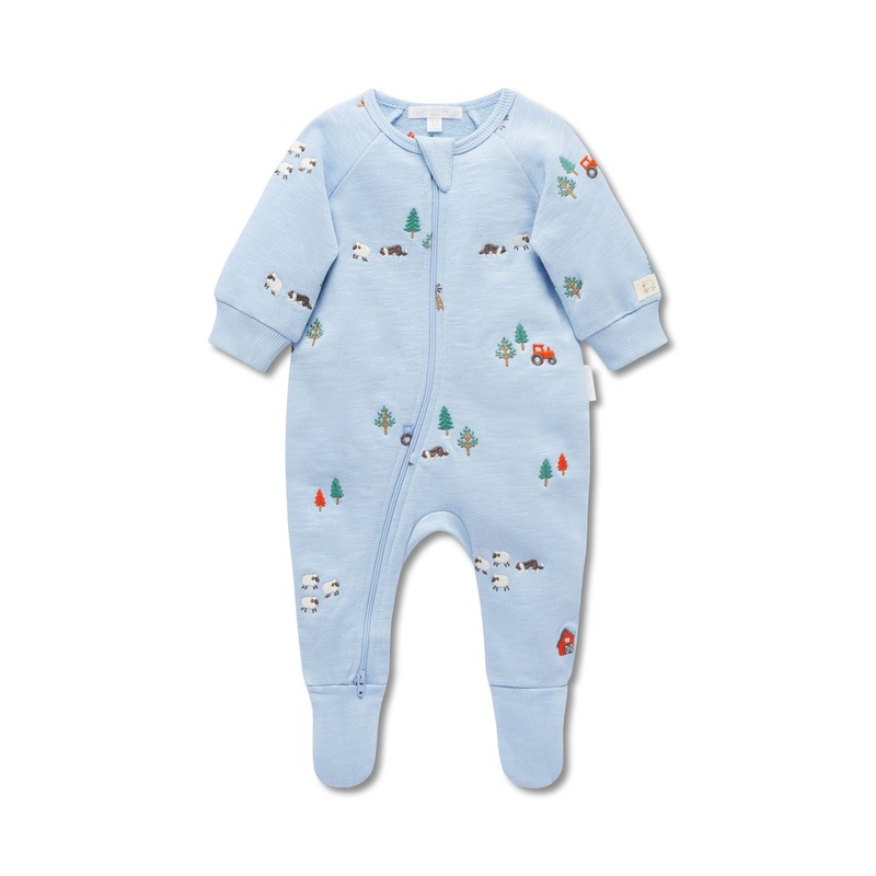 Embroidered Fleece Growsuit Organic Cotton