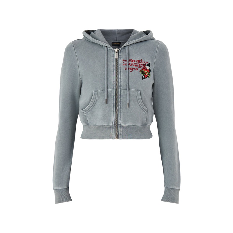 Flaming Tiger Cropped Zip Thru Charcoal