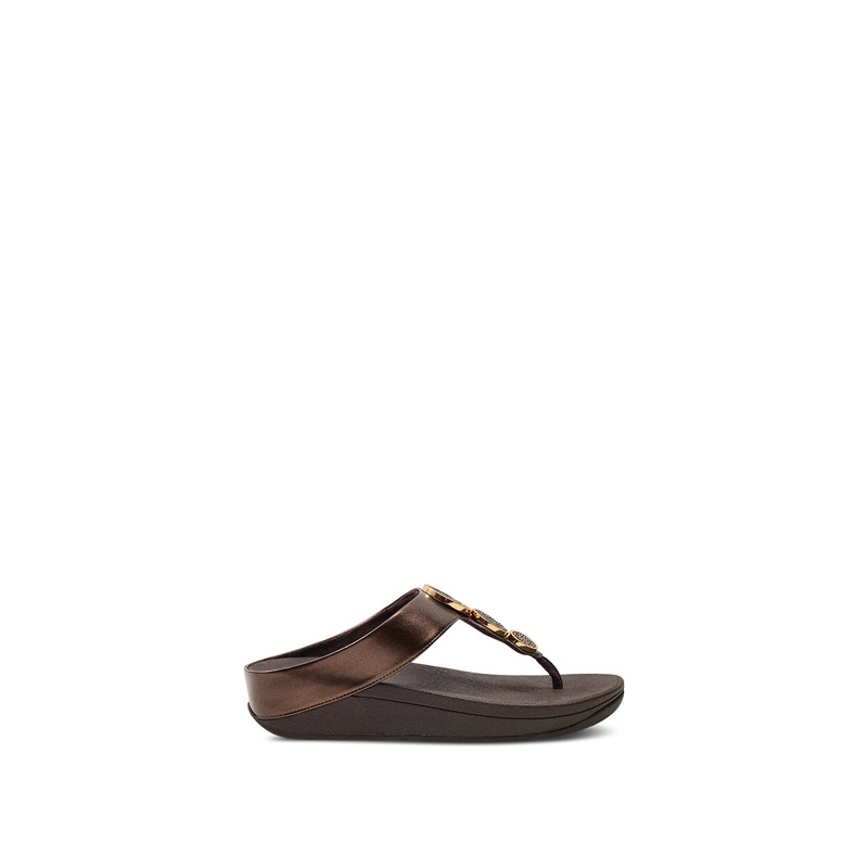 Halo Bead-Circle Metallic Toe-Post Sandals Metallic Chocolate Brown