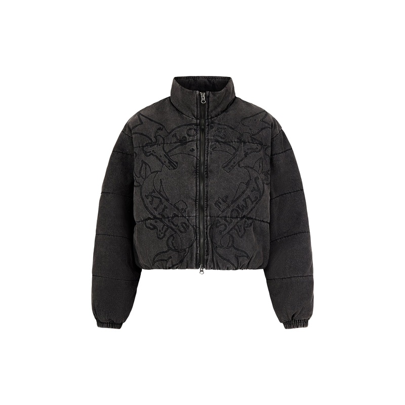 Love Kills Quilted Puffer Jacket Black