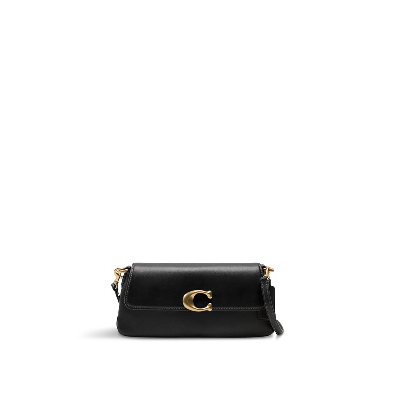 Refined Calf Leather Jet Shoulder Bag Black