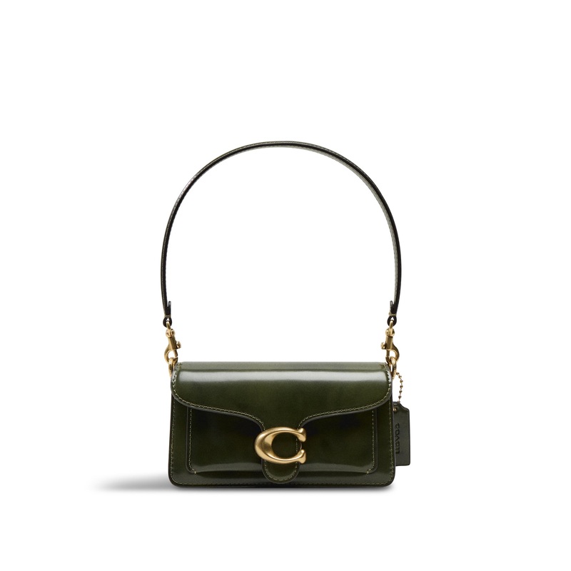 Spazzolato Leather Tabby Shoulder Bag 20 Olive