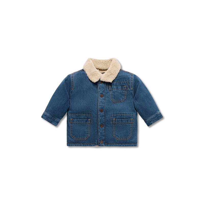Denim Sherpa Jacket Mid Denim Cotton