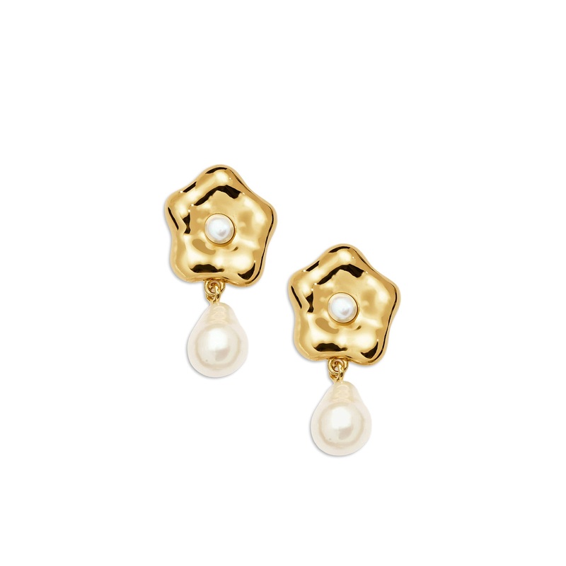 Eny Lee Parker Flower Drop Studs Gold