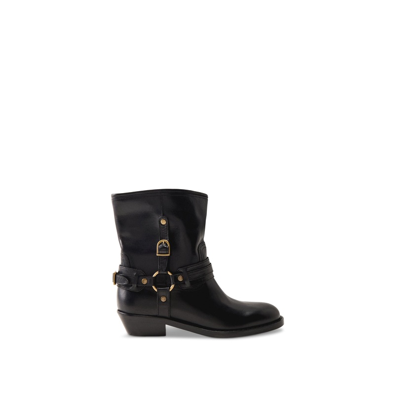 Ildred Leather Biker Boots Black