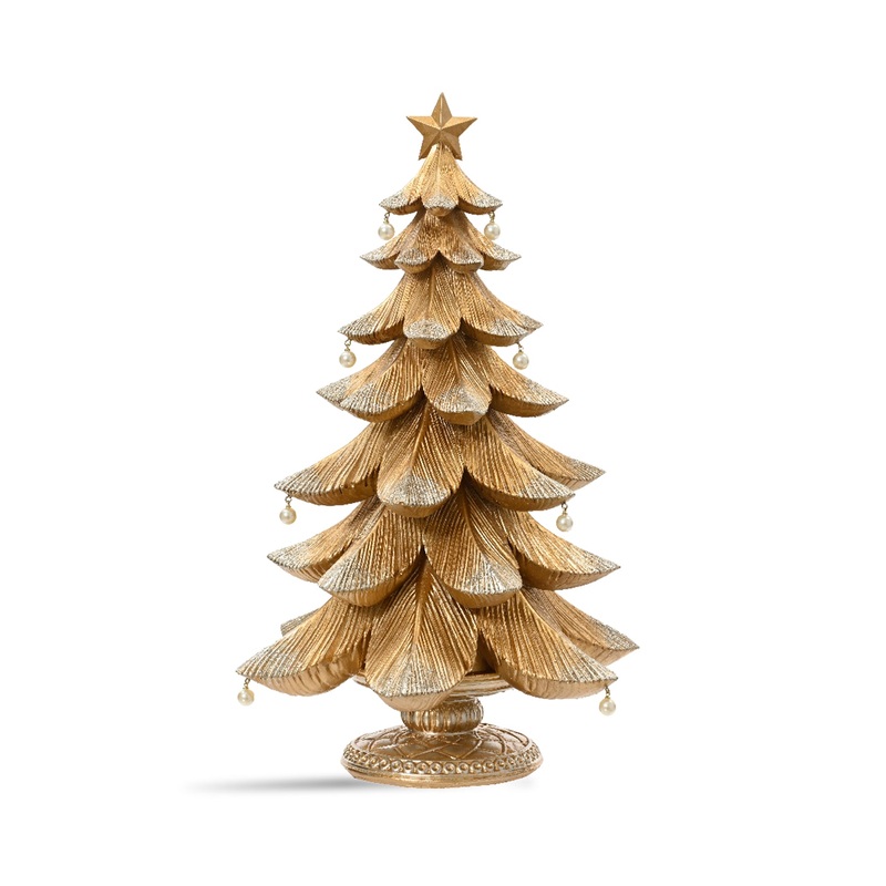 Polyresin Glittered Christmas Tree Gold