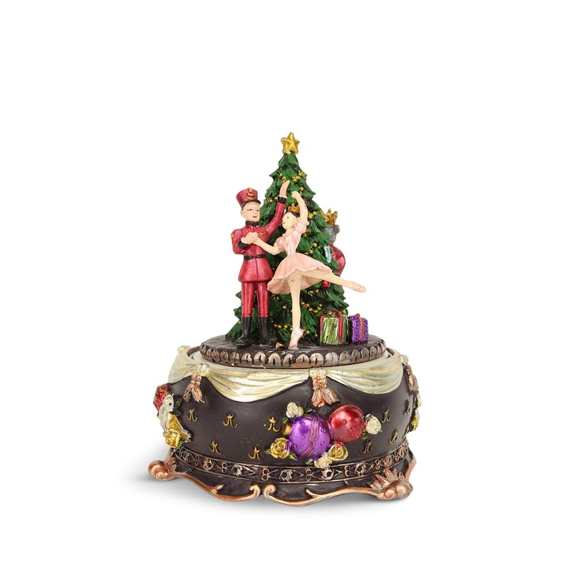 Resin Nutcracker Story Revolving Music Box