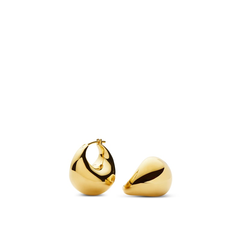 Sculptural Chubby Dome Small Hoop Earrings Gold